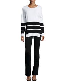 J Brand Jeans Aliso Long Sleeve Triple Stripe Sweater & Anita High Waist Pants