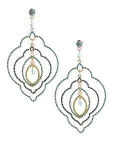 Sequin Multilayer Deco Earrings, Blue Multi