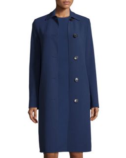 Michael Kors Collection Long Sleeve Button Front Reefer Coat, Indigo