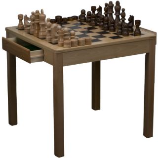Beech Wood Chess/Checkers Table with Oversized Pieces