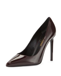 Saint Laurent Patent Leather 105mm Pump, Burgundy