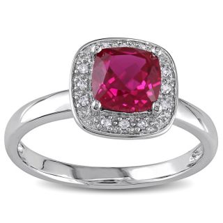 Miadora 10k Gold Created Ruby and Diamond Accent Ring in 9.5 (As Is