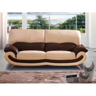 Two tone Light Brown/ Dark Brown Bonded Leather Sofa