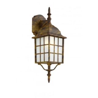 Cambridge Black Gold Finish Outdoor Wall Lantern with Frosted Shade