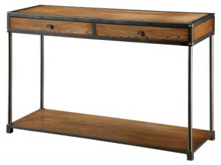 Furniture of America Rustin Dark Oak Sofa Table with Natural Wood Grain Tone   Console Tables