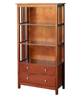 DonnieAnn Hollydale Large Bookcase with 2 Drawers   Chestnut   Bookcases