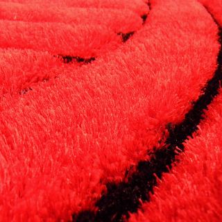 Shaggy Red Abstract Wave Area Rug