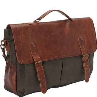 SHARO Large Canvas and Leather Laptop Computer Brief and Messenger Bag