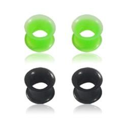 Supreme Jewelry Silicon Flexible Double Flared Green and Black Plugs