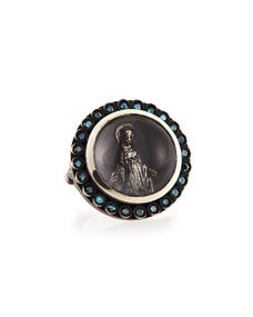 Katie Design Jewelry Modern Mary Ring with Blue Diamonds