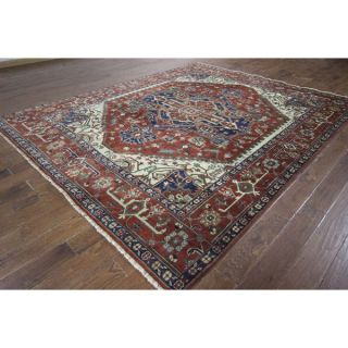 Hand knotted New Centeral Medallion Red Heriz Serapi Wool Area Rug (8
