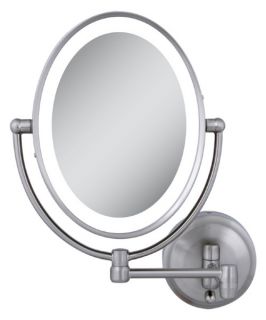Zadro Products LED Lighted 10X/1X Oval Satin nickel Wall Mirror