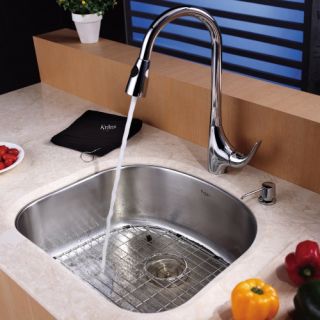 Kraus KBU10 KPF1621 KSD30CH Single Basin Undermount Kitchen Sink with Faucet   Kitchen Sinks
