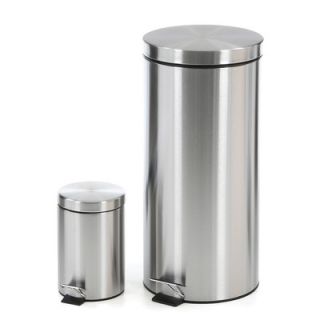 Honey Can Do Stainless Steel 2 Piece Step Trash Can Set