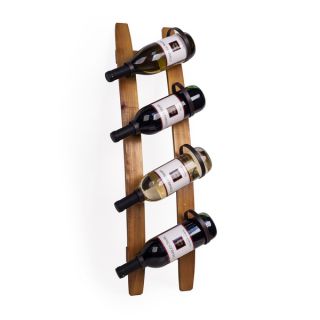 Danya B™ Vertical Double Stave Wood and Iron Rustic 4 Bottle Wall