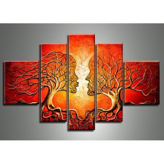 Design Art Trees to Faces Abstract 5 Piece Original Painting on Canvas
