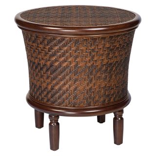 Whitecraft by Woodard North Shore Round Storage End Table   Patio Accent Tables
