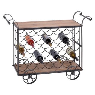 Woodland Imports Bar Cart Mobile Wood Wine Trolley   Wine Furniture
