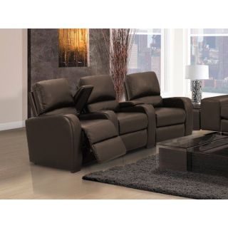 Home Theatre Seating Encore Brown Bonded Leather Curved Row Chairs
