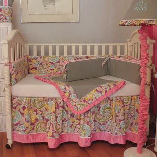 Hoohobbers Flirty Flowers 4 piece Crib Bedding Set   Pink   Baby Bedding Sets
