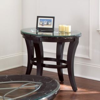 Steve Silver Cayman Oval Marble and Glass Top End Table