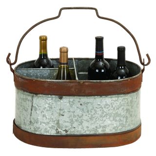 Woodland Imports Galvanized Metal Wine Bucket with Rust Finish   Bar Supplies