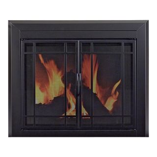 Pleasant Hearth Easton Fireplace Glass Door — For Masonry Fireplaces, Large, Midnight Black, Model EA-5012  Fireplace Doors