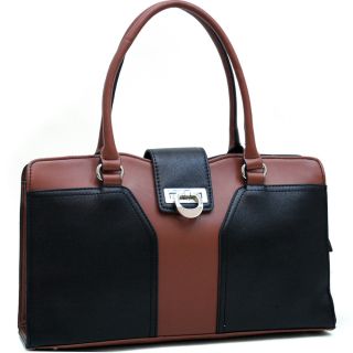 Dasein Classic Color block Faux Leather Shoulder Bag  