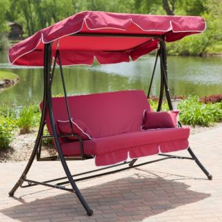 Coral Coast Lazy Caye 3 Person Swing Chair and Bed   Cherry