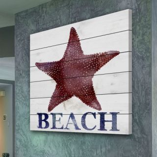 Starfish Beach Graphic Art on Wood Planks in White by Marmont Hill