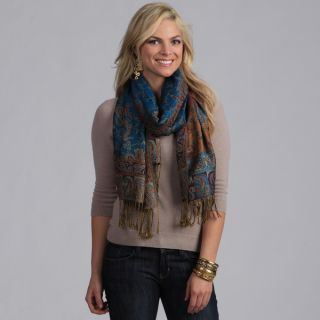 Womens Teal Paisley Viscose Wrap