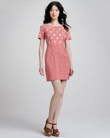 MARC by Marc Jacobs Willa Dotted Striped Dress, Peanut Brittle