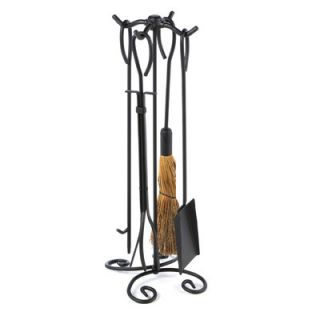Uniflame 4 Piece Wrought Iron Ring Fireplace Tool Set With Stand
