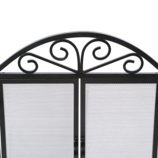 Uniflame 3 Panel Wrought Iron Fireplace Screen with Opening Doors