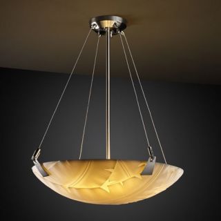Justice Design Group PNA 9641   Tapered Clips 18" Pendant Bowl   Round Bowl Shade   Brushed Nickel with Banana Leaf Shade   Pendant Lights