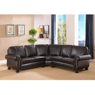Hillsboro Premium Dark Brown Top Grain Leather Sectional Sofa