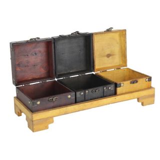 Three Colored Wooden Treasure Chests on Tray   17231101  