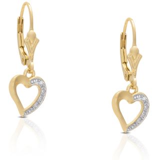 Finesque Gold Over Sterling Silver Diamond Accent Leverback Heart