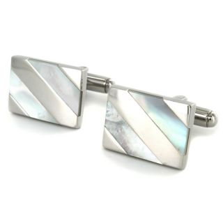 Crucible Stainless Steel Mens Mother of Pearl Cuff Links   12409584