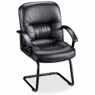 Lorell Tufted Leather Executive Guest Chair, Black