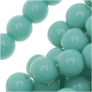 Czech Glass Druk Round Beads 6mm Opaque Green Turquoise (50)