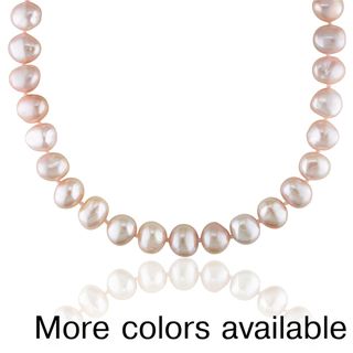 Miadora Freshwater Brown or Pink Pearl Necklace (9 10 mm)