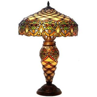 Warehouse of Tiffany 26 in. Arielle Multicolored Brown Table Lamp 3046#GLS