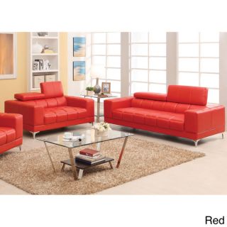 Furniture of America Mazri 2 Piece Bonded Leather Sofa and Loveseat