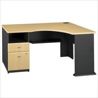 Bush BBF Series A Expandable Single 2Dwr Pedestal Corner Desk in Beech