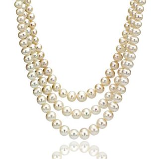 DaVonna White FW Pearl 64 inch Endless Necklace (7.5 8 mm)