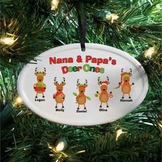 Personalized Deer Ones Ceramic Oval Ornament