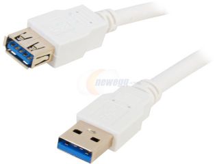 Coboc CY U3 AAMF 3 WH 3ft SuperSpeed 5Gbps USB 3.0  A Male to A Female Extension Cable,Gold Plated,White,M F