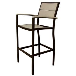 Trex Outdoor Furniture Surf City Textured Bronze Patio Bar Arm Chair with Sand Castle Slats TXA212 16SC