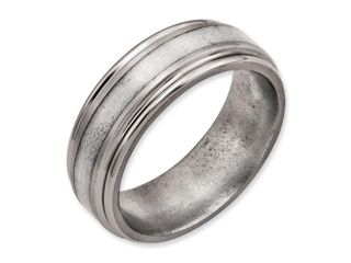 Titanium Sterling Silver Inlay 8mm Brushed and Polished Comfort Fit Wedding Band Ring (SIZE 15 )